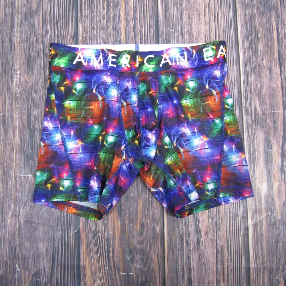 American Eagle NEW Mens Medium‎ Boxer Briefs Blue Holiday Xmas Lights